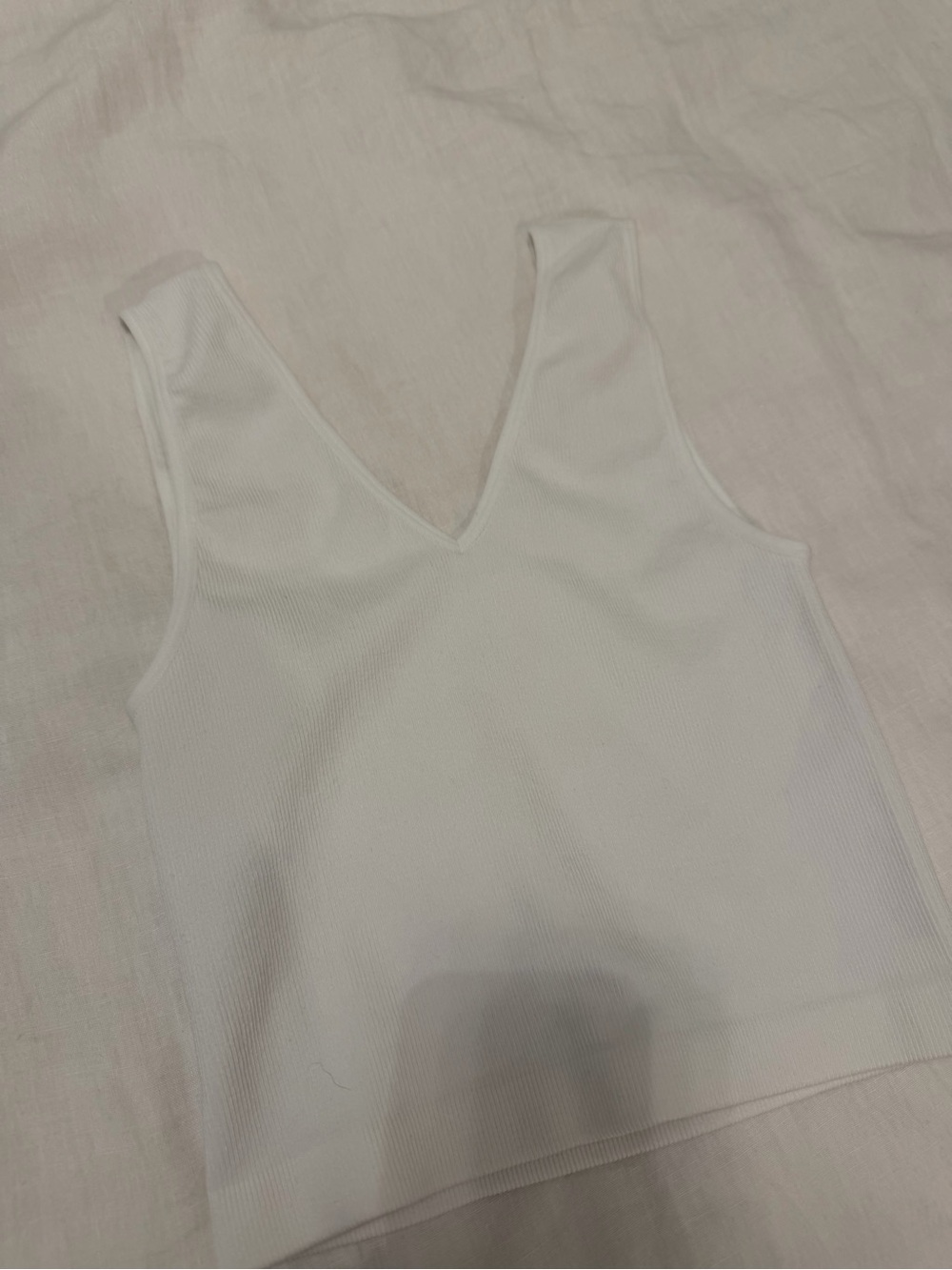 Together White Ribbed V-Neck Tank Top